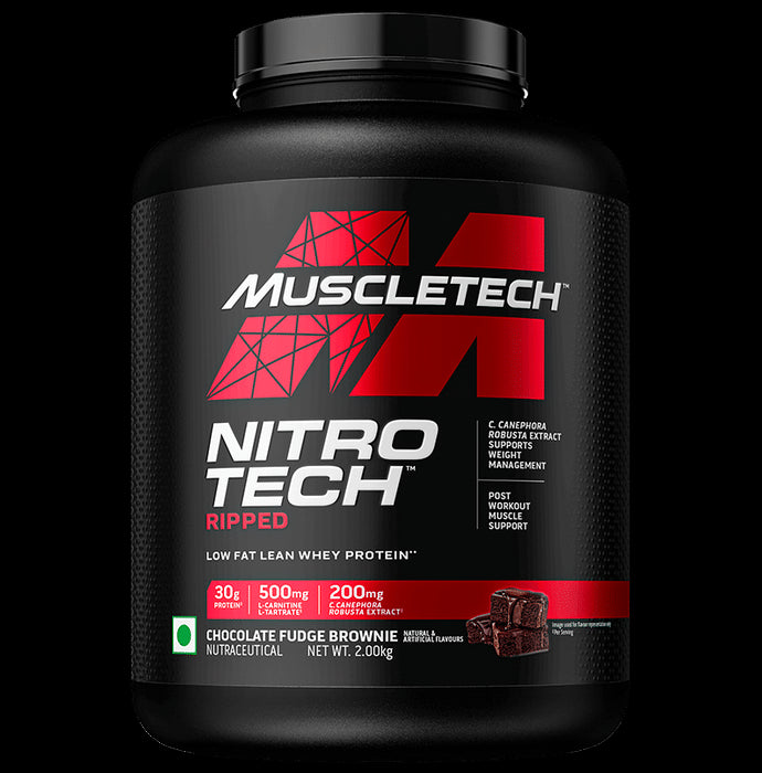 Muscletech Nitro Tech Ripped Powder Chocolate Fudge Brownie - Classic Derma