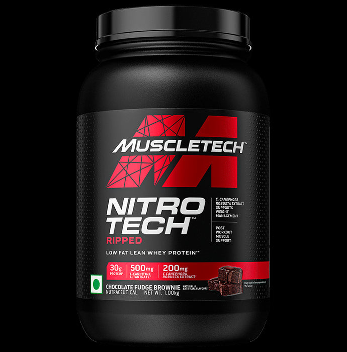 Muscletech Nitro Tech Ripped Powder Chocolate Fudge Brownie - Classic Derma
