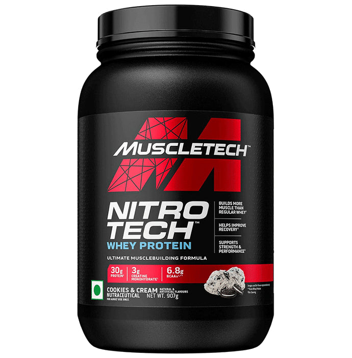 Muscletech Nitro Tech Whey Protein Powder Cookies & Cream - Classic Derma