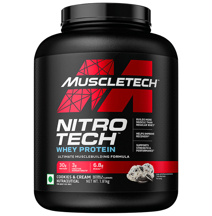 Muscletech Nitrotech Whey Protein Powder Cookies & Cream - Classic Derma