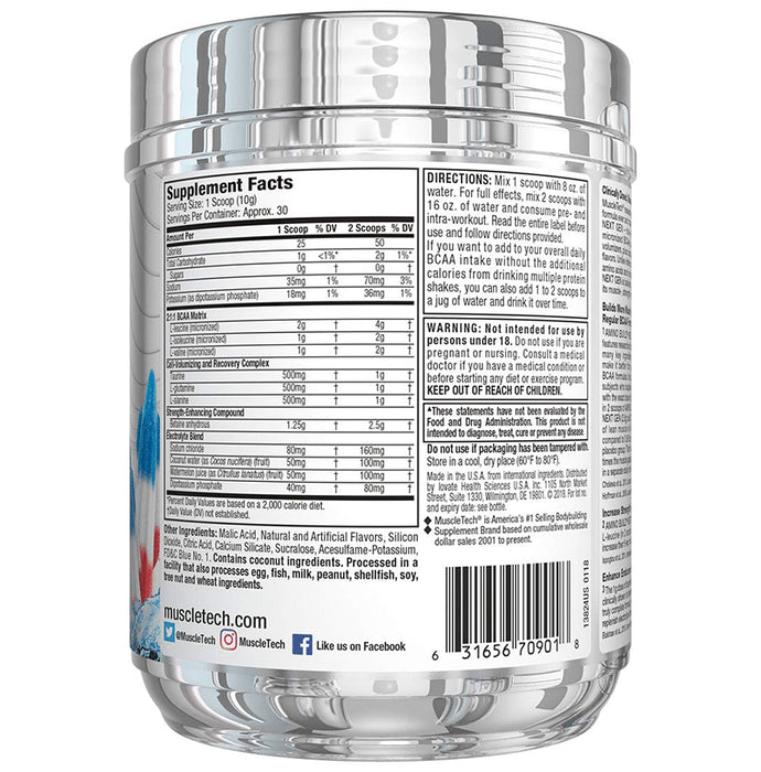 Muscletech Performance Series Amino Build Next Gen Clinically Dosed BCAA Formula Icy Rocket Freeze