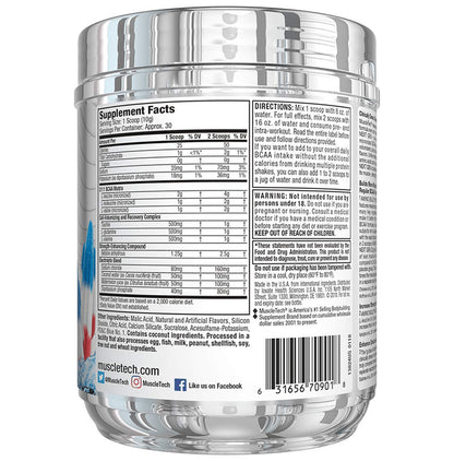 Muscletech Performance Series Amino Build Next Gen Clinically Dosed BCAA Formula Icy Rocket Freeze