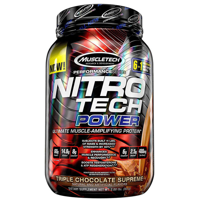 Muscletech Performance Series Nitro Tech Power Ultimate Muscle-Amplifying Protein Powder Triple Chocolate Supreme - Classic Derma