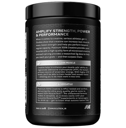 Muscletech Platinum 100% Creatine for Muscle Building, Strength, & Performance | Unflavored