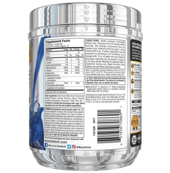 Muscletech Pro Series Neurocore Pre-Workout Powder Blue Raspberry