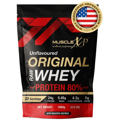 MuscleXP Combo Pack of Original Raw Whey Protein Unflavoured (1kg) & BCAA Orange (400gm)