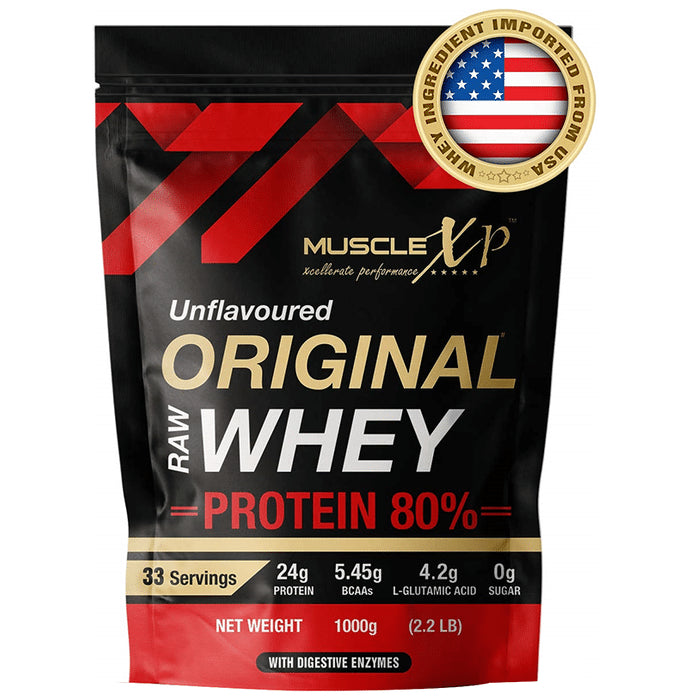 MuscleXP Combo Pack of Original Raw Whey Protein Unflavoured (1kg) & Creatine Monohydrate (250gm)