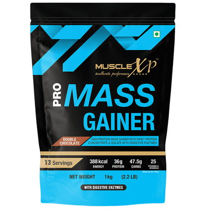 MuscleXP Pro Mass Gainer with Whey Protein Concentrate & Isolate (1000gm Each) Double Chocolate
