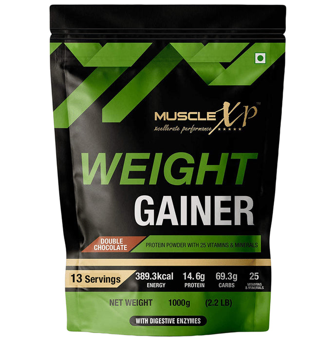 MuscleXP Weight Gainer Protein Powder with 25 Vitamins & Minerals Double Chocolate - Classic Derma