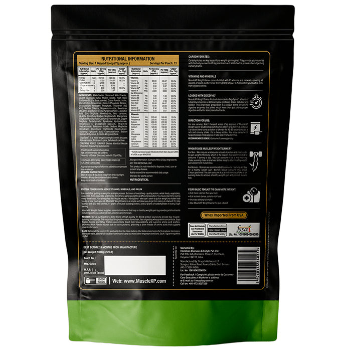 MuscleXP Weight Gainer Protein Powder with 25 Vitamins & Minerals Double Chocolate
