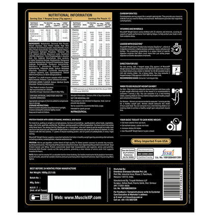 MuscleXP Weight Gainer Protein Powder with 25 Vitamins & Minerals Double Chocolate