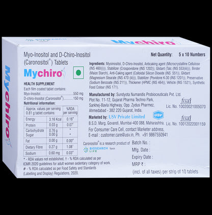 Mychiro Myo Inositol & D Chiro Inositol Tablet | For Women & Adolescent Girls