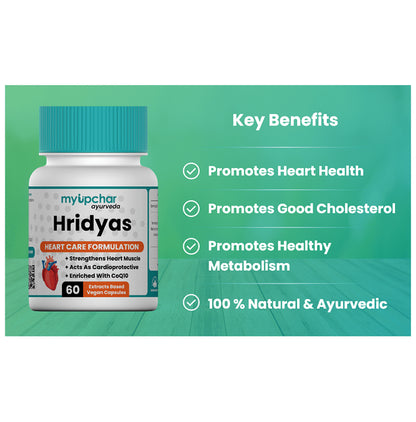 Myupchar Ayurveda Hridyas Extracts Based Vegan Capsule (60 Each)