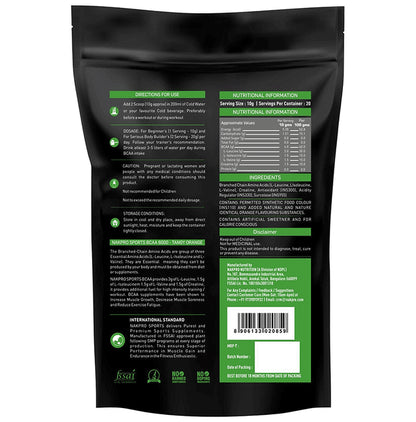 Nakpro Nutrition BCAA 6000 Instantized 2:1:1 BCAA with Creatine Powder Tangy Orange