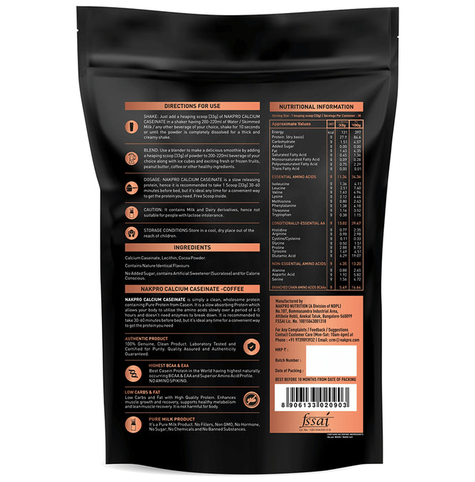 Nakpro Nutrition Calcium Caseinate Protein Powder Coffee