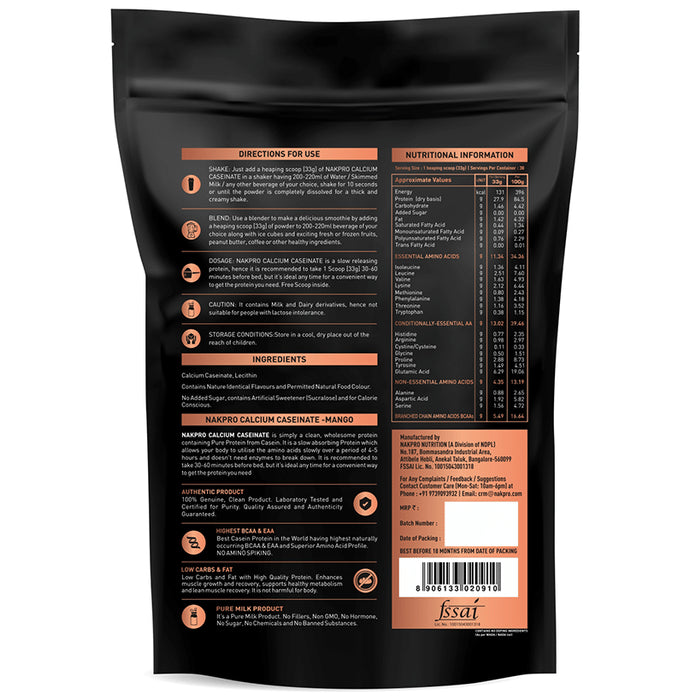 Nakpro Nutrition Calcium Caseinate Protein Powder Mango
