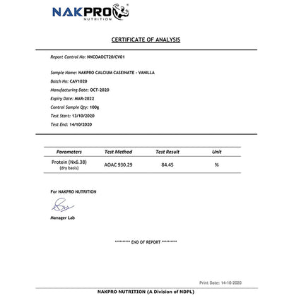 Nakpro Nutrition Calcium Caseinate Protein Powder Vanilla