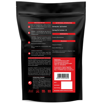 Nakpro Nutrition Creatine Monohydrate for Strength & Endurance | Flavour Unflavoured