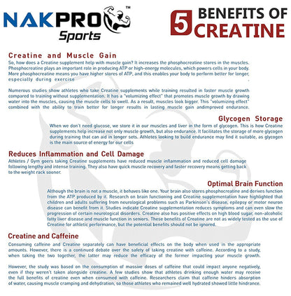 Nakpro Nutrition Creatine Monohydrate for Strength & Endurance | Flavour Unflavoured