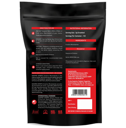 Nakpro Nutrition Creatine Monohydrate for Strength & Endurance | Flavour Unflavoured