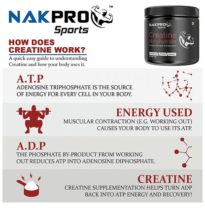 Nakpro Nutrition Creatine Monohydrate for Strength & Endurance | Flavour Unflavoured