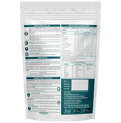 Nakpro Nutrition Grass Fed Whey Protein Concentrate Unflavored