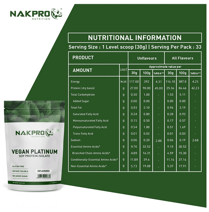 Nakpro Nutrition Vegan Platinum Soy Protein Isolate Unflavoured