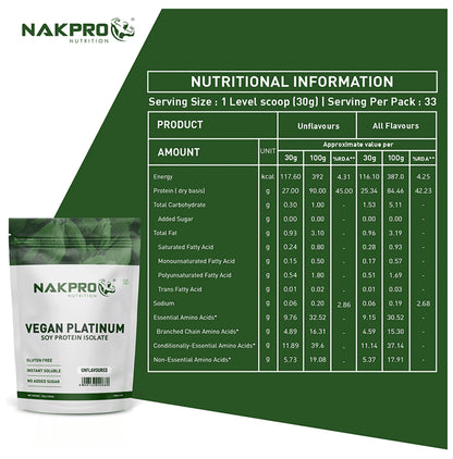 Nakpro Nutrition Vegan Platinum Soy Protein Isolate Unflavoured