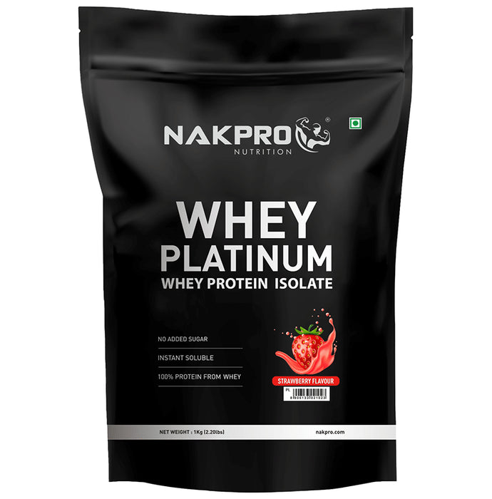 Nakpro Nutrition Whey Platinum Protein Isolate for Muscle Recovery | Flavour Strawberry - Classic Derma