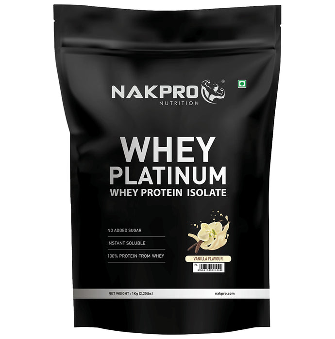 Nakpro Nutrition Whey Platinum Protein Isolate for Muscle Recovery | Flavour Vanilla - Classic Derma
