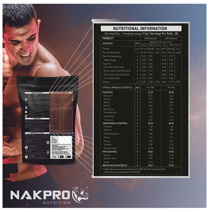 Nakpro Nutrition Whey Platinum Protein Isolate for Muscle Recovery | Flavour Vanilla