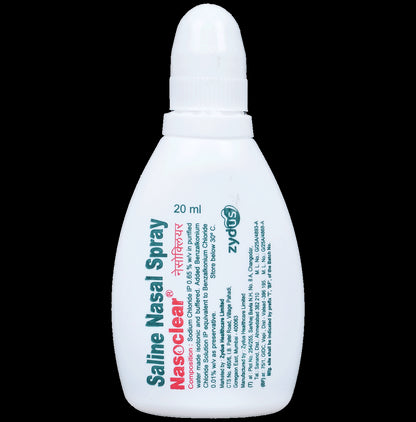 Nasoclear Saline Nasal Spray | Provides Relief From Blocked Nasal Passage Due To Cold & Allergies