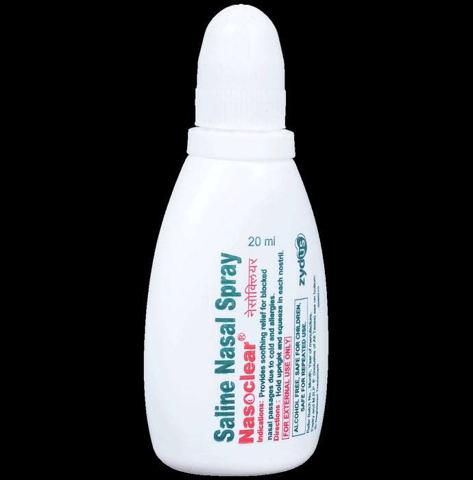 Nasoclear Saline Nasal Spray | Provides Relief From Blocked Nasal Passage Due To Cold & Allergies