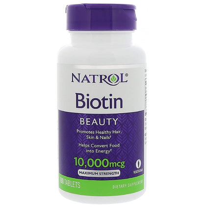 Natrol Biotin 10,000mcg Tablet for Energy, Hair, Skin & Nails - Classic Derma