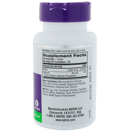 Natrol Biotin 10,000mcg Tablet for Energy, Hair, Skin & Nails