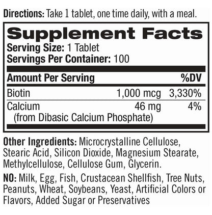 Natrol Biotin 1000 mcg Tablet