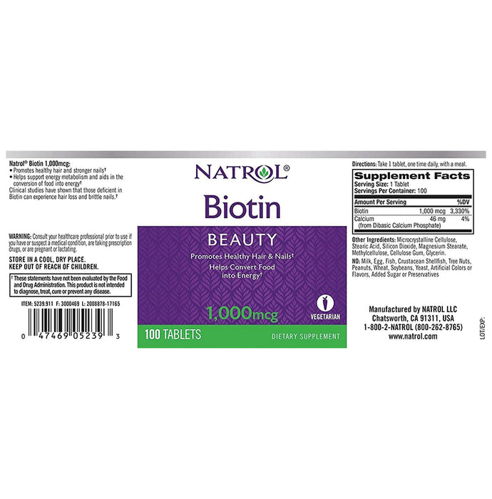 Natrol Biotin 1000 mcg Tablet