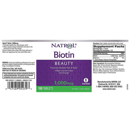Natrol Biotin 1000 mcg Tablet