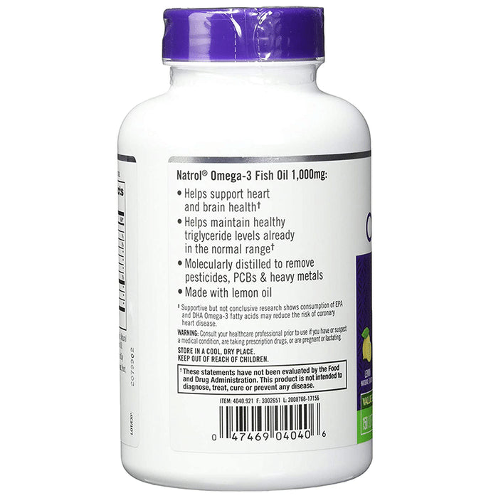 Natrol Omega-3 Fish Oil 1000mg Softgel | For Healthy Heart