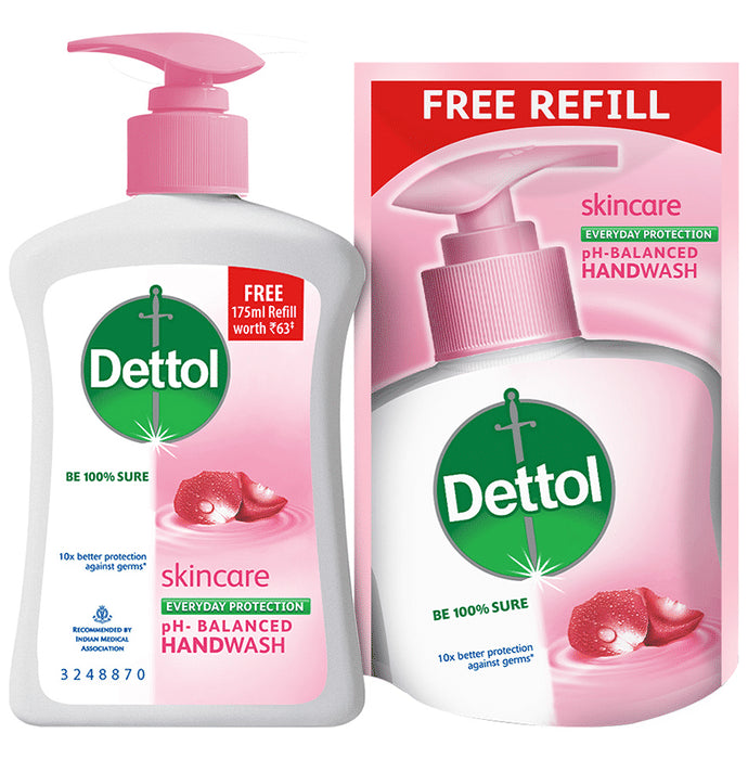 Dettol Skincare Liquid Handwash 200ml with Skincare Liquid Handwash Refill 175ml - Classic Derma