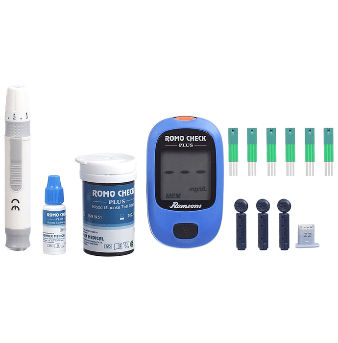 Romsons Romo Check Plus Blood Glucose Test Strips - Classic Derma