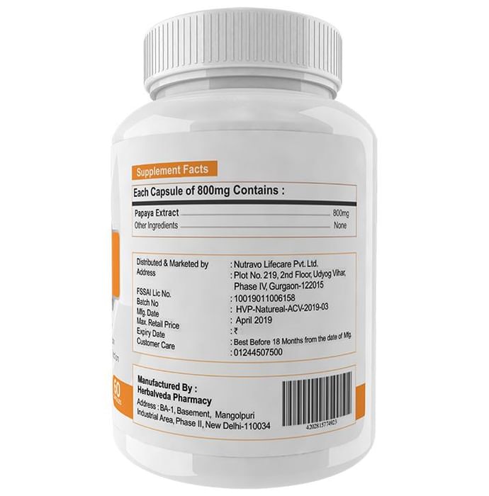 Natureal Papaya Extract 800mg Capsule