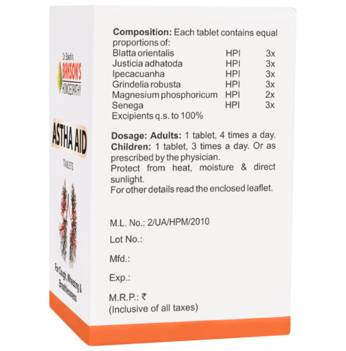 Bakson's Homeopathy Astha Aid Tablet