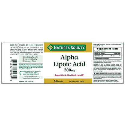 Nature's Bounty Alpha Liopic Acid 200mg Capsule