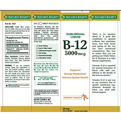 Nature's Bounty B-12 5000mcg Sublingual Liquid
