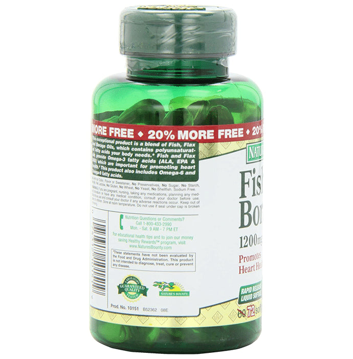 Nature's Bounty Fish, Flax, Borage Omega 3,6,9 1200mg Softgel (72 Each)