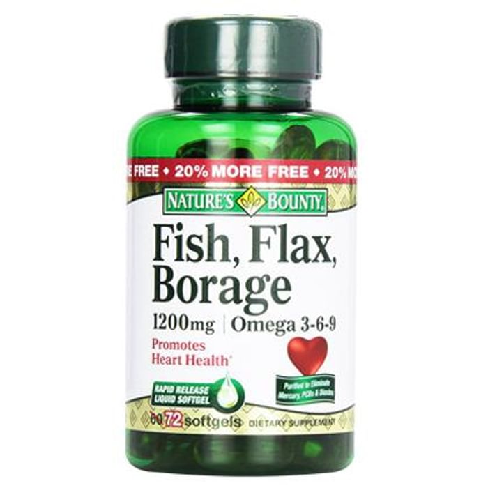 Nature's Bounty Fish, Flax, Borage, Omega 3-6-9, 1200mg Soft Gelatin Capsule - Classic Derma