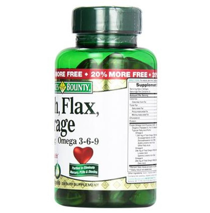 Nature's Bounty Fish, Flax, Borage, Omega 3-6-9, 1200mg Soft Gelatin Capsule