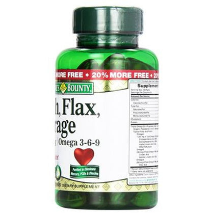 Nature's Bounty Fish, Flax, Borage, Omega 3-6-9, 1200mg Soft Gelatin Capsule