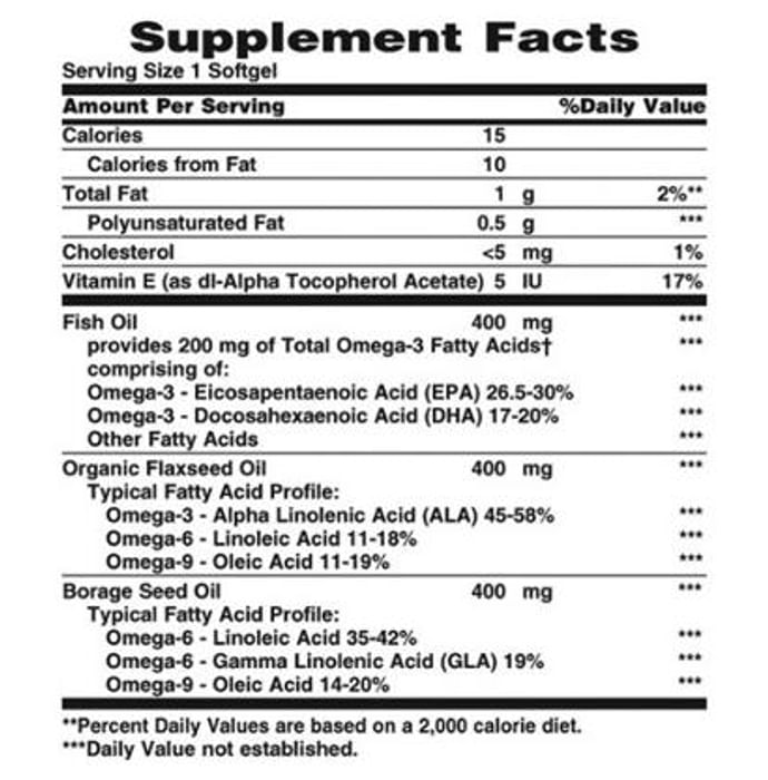 Nature's Bounty Fish, Flax, Borage, Omega 3-6-9, 1200mg Soft Gelatin Capsule